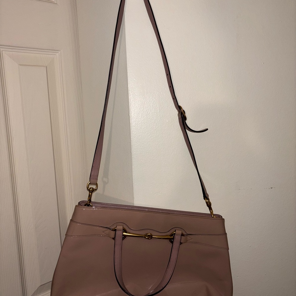 Authentic Gucci Large Bright Bit Patent Leather Handbag
